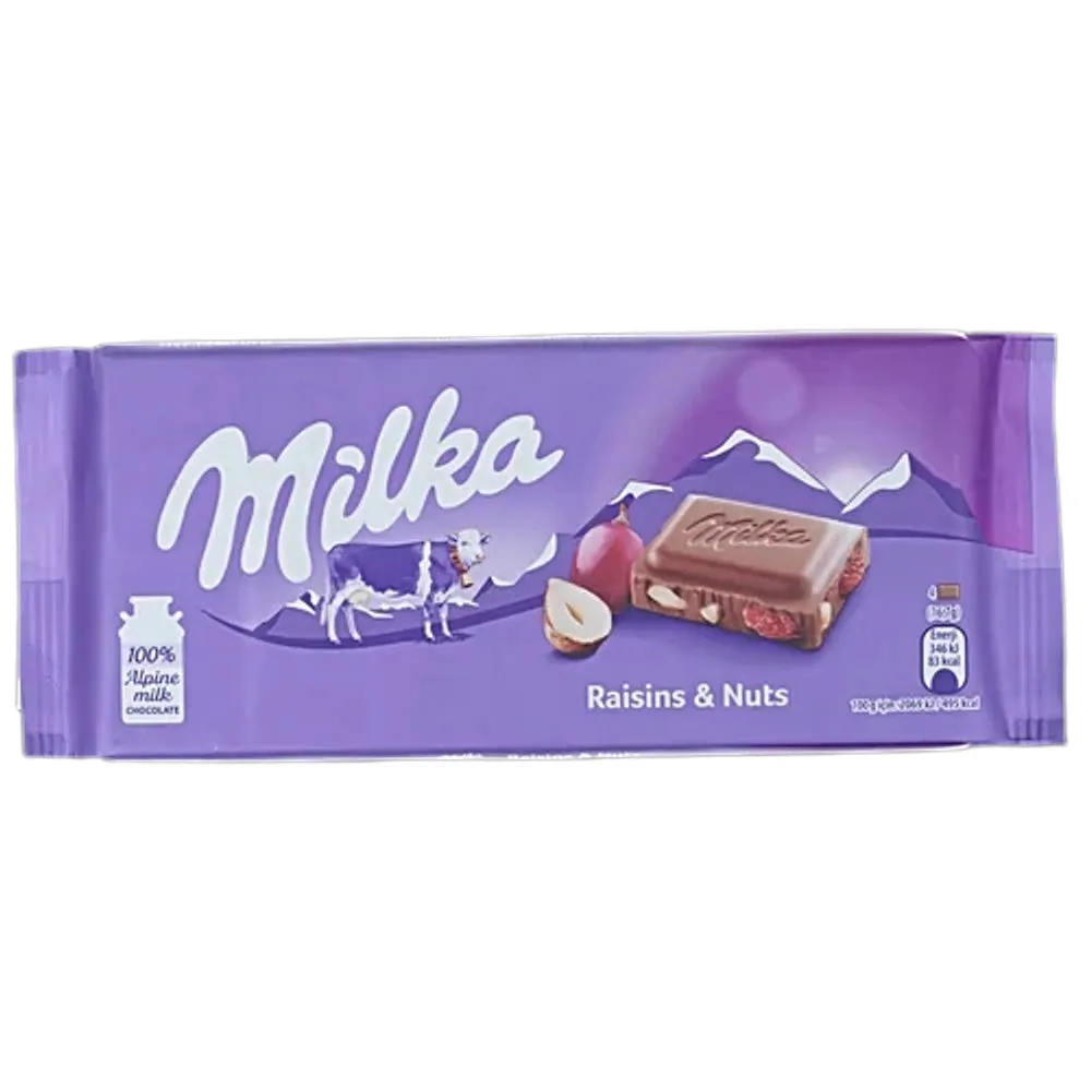 Intl Milka Raisins & Hazelnuts 100G