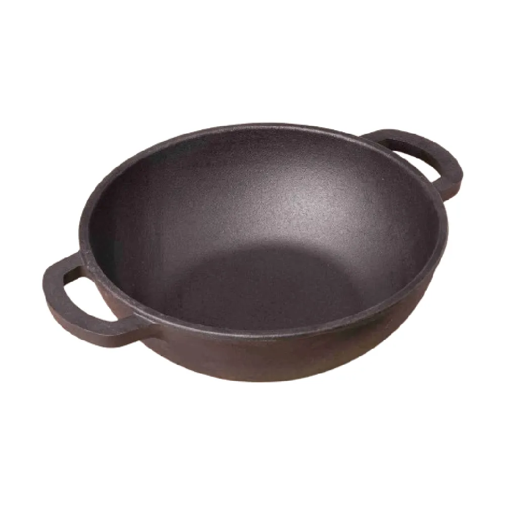 The Indus Valley Pre-Seasoned Cast Iron Kadai with Curved Handle | Medium, 25cm/9.8inch, 3.2Ltr, 3.3kg | Induction Friendly | Naturally Nonstick Kadhai, 100% Pure & Toxin-Free, No Chemical Coating
