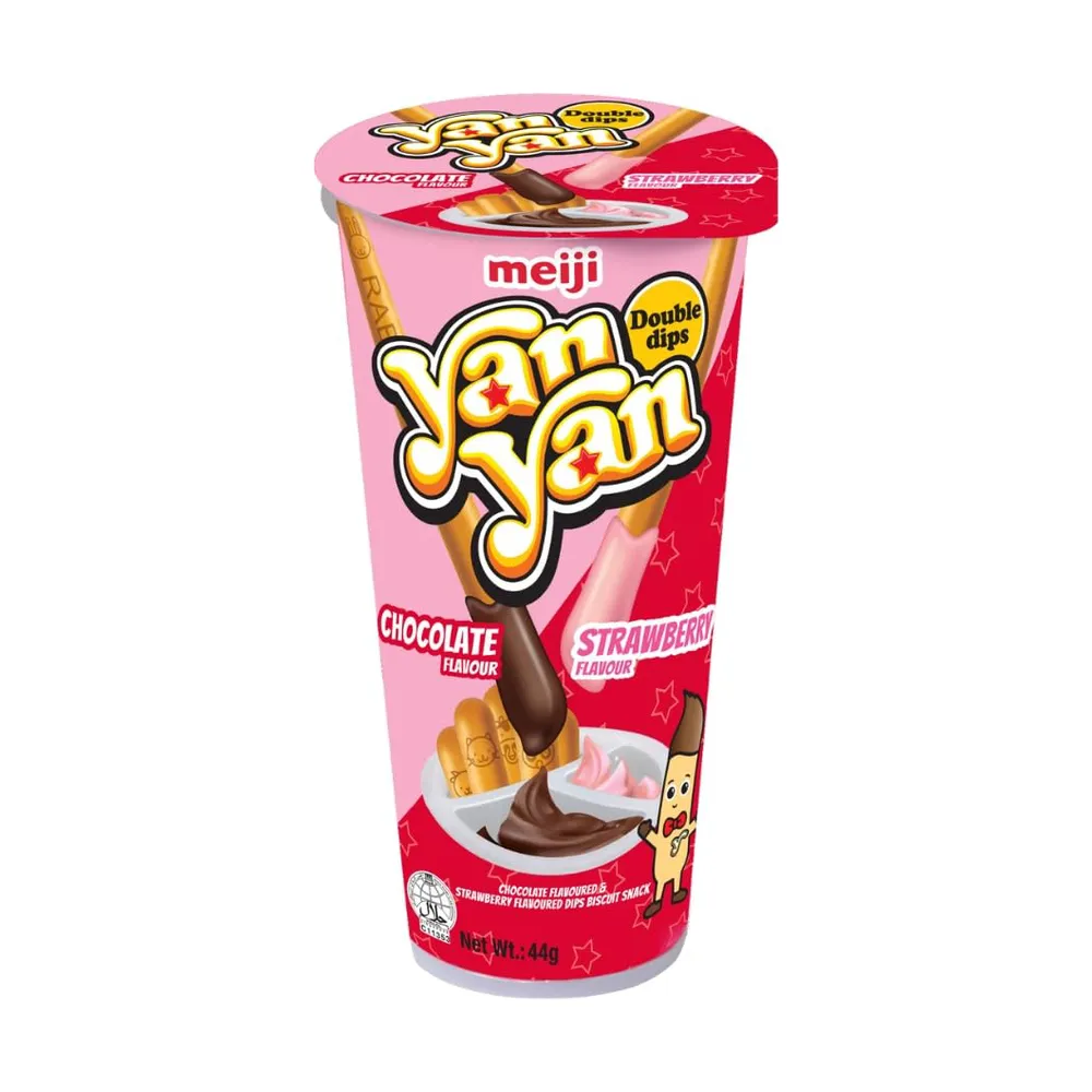 Yan Yan Double Dip Chocol Strawberry 44G