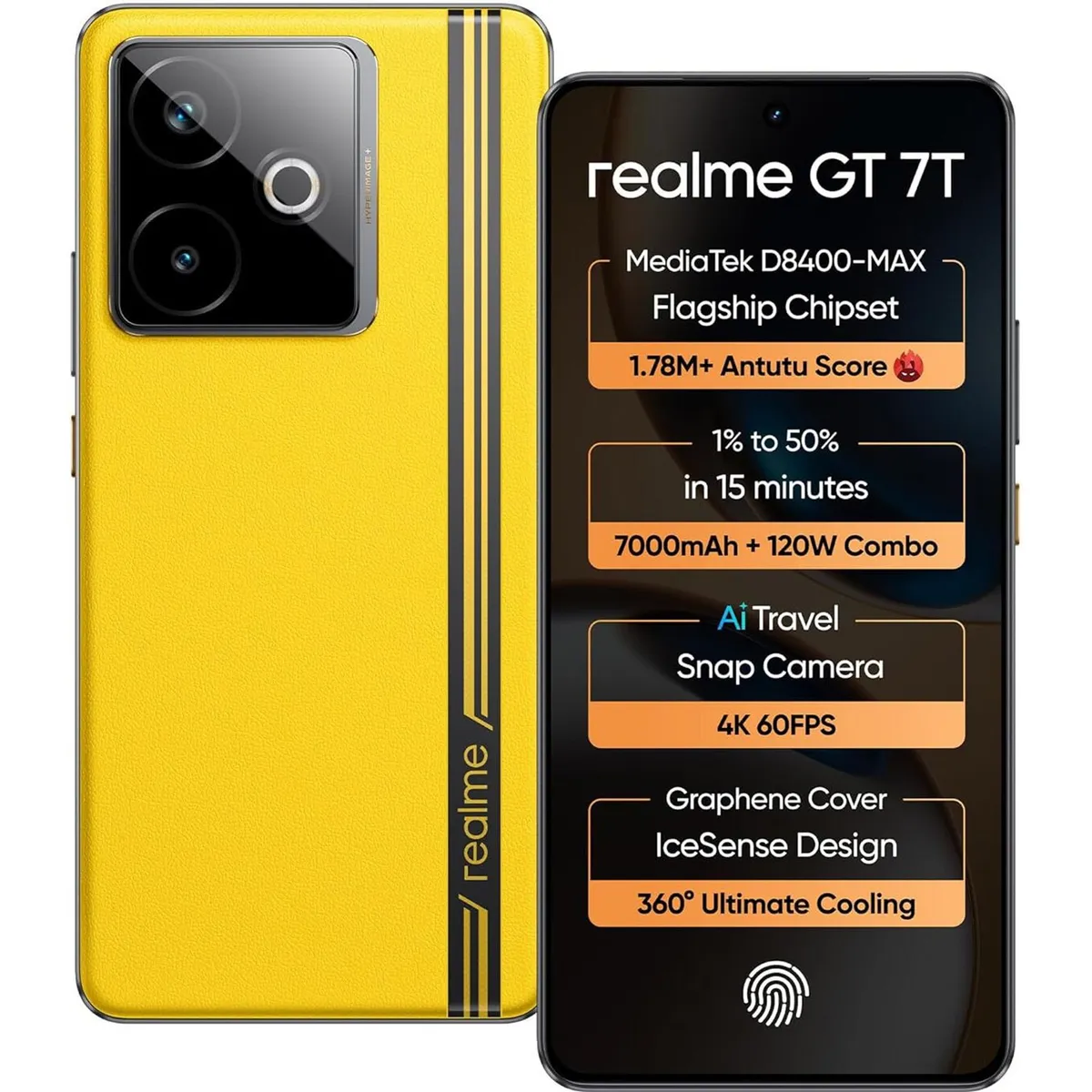 Realme GT 7T 5G (Racing Yellow, 8 GB + 256 GB)  