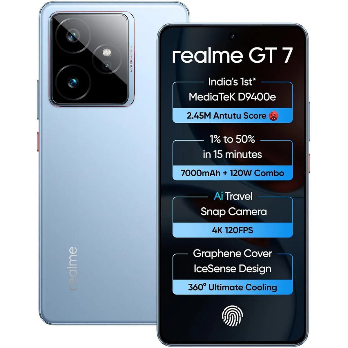 Realme GT 7 5G (Icesense Blue, 12 GB + 512 GB)