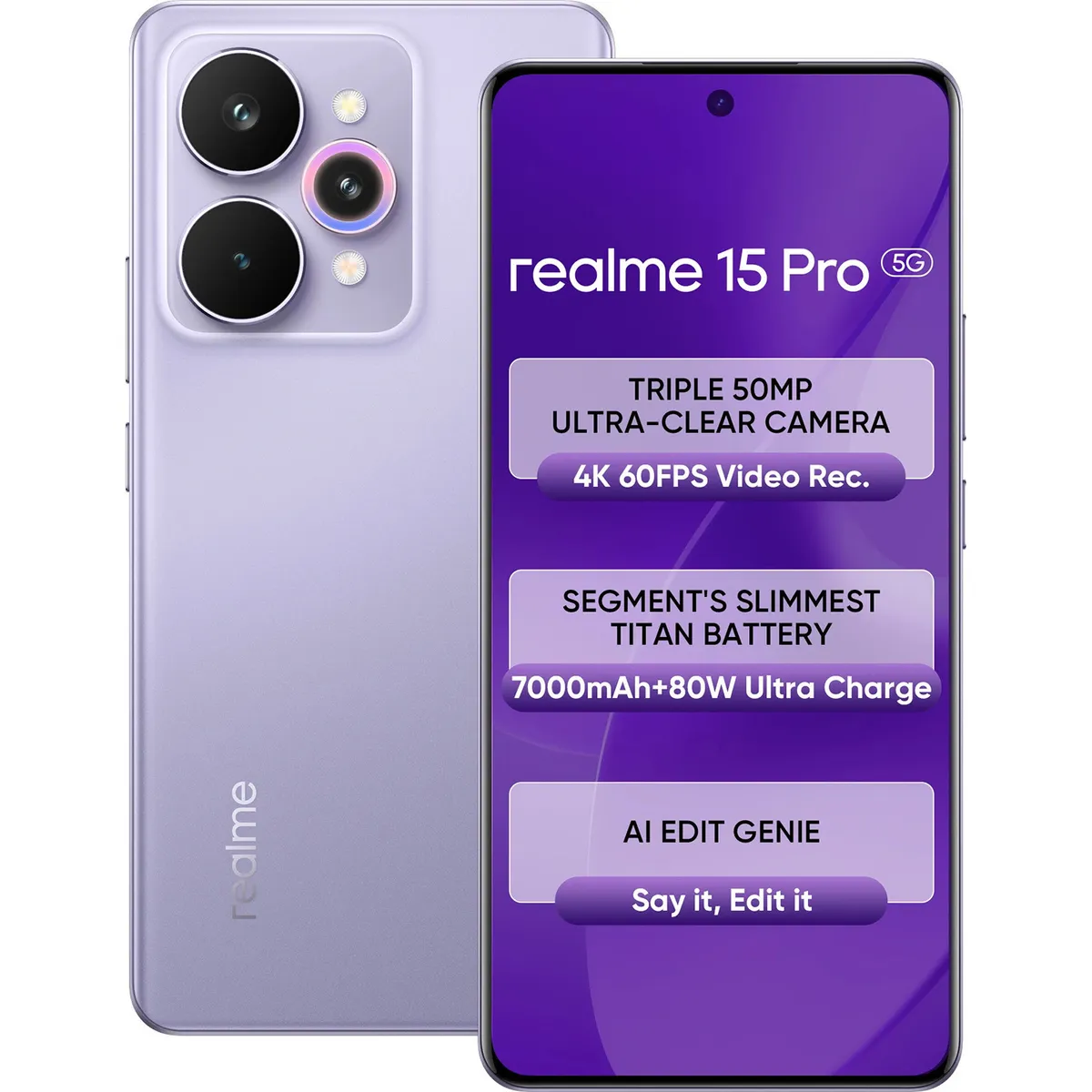 Realme 15 Pro 5G (Silk Purple, 8GB + 256GB)