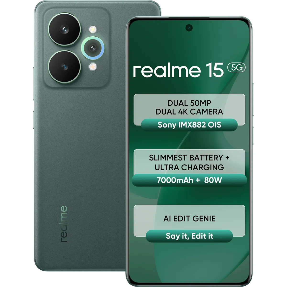 Realme 15 5G (Velvet Green, 12GB + 256GB)