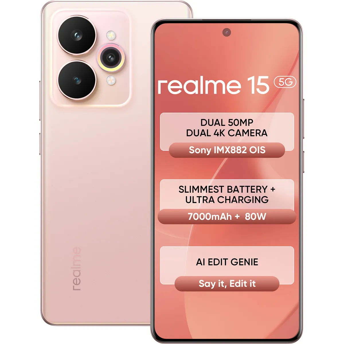 Realme 15 5G (Silk Pink, 12GB + 256GB)