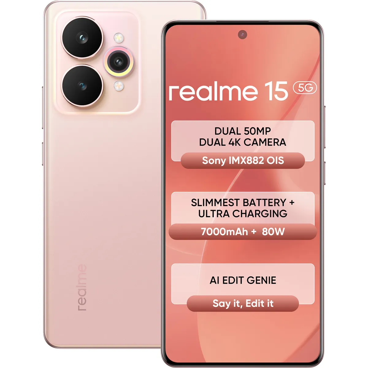 Realme 15 5G (Silk Pink, 8GB + 256GB)