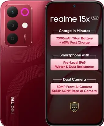 REALME 15X 5G 8/128GB MOBILE PHONE MAROON RED