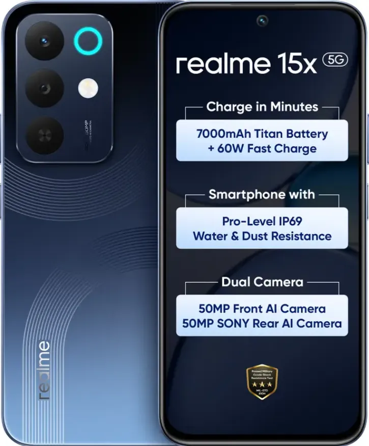Realme 15X 5G (Marine Blue, 8GB + 128GB)