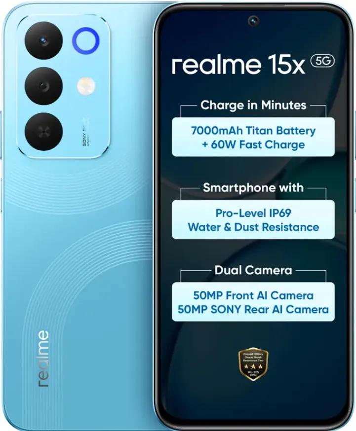 Realme 15X 5G (Aqua Blue, 8GB + 256GB)