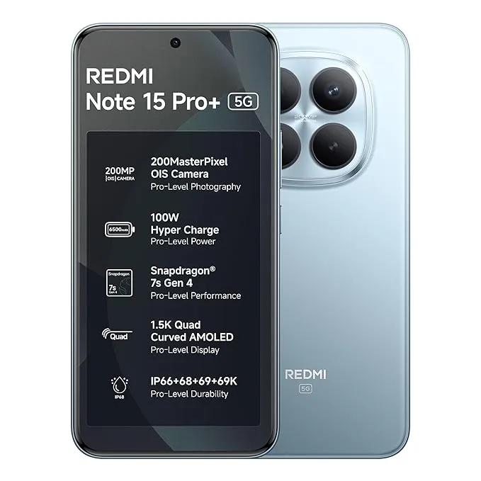 REDMI Note 15 Pro+ 5G (Mirage Blue, 12GB RAM, 256GB Storage)