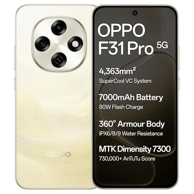 OPPO F31 Pro 5G (Desert Gold, 8GB RAM, 256GB)