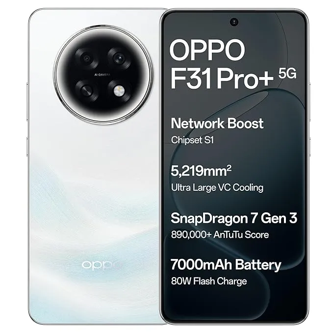 OPPO F31 Pro+ 5G (Himalayan White, 12GB RAM, 256GB)