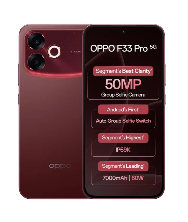 Oppo F33 Pro 5G(Passion Red, 8GB RAM/256GB)