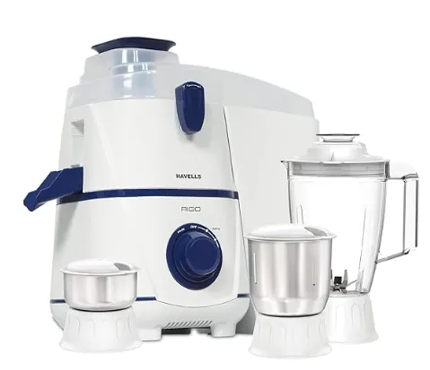 HAVELLS Rigo Jmg 3 Jar White-Dark Blue 500W Juice Mixer Grinder (GHFJMBAV050)