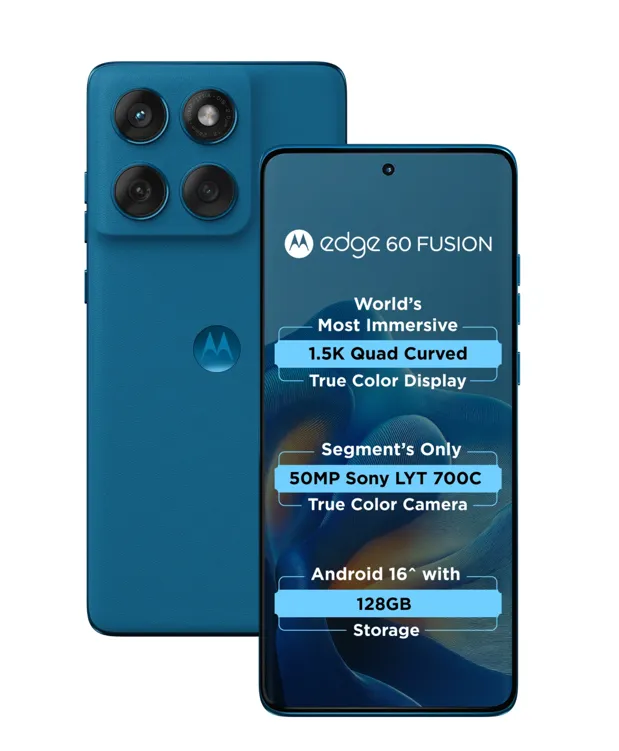 motorola Edge 60 Fusion 5G (Prntone Mykonos Blue, 128 GB) (8 GB RAM)