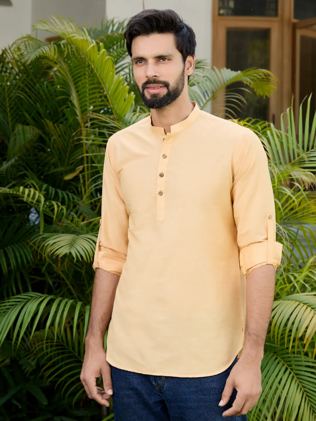 Yellow Deluxe Cotton Short Kurta SDKT2957M