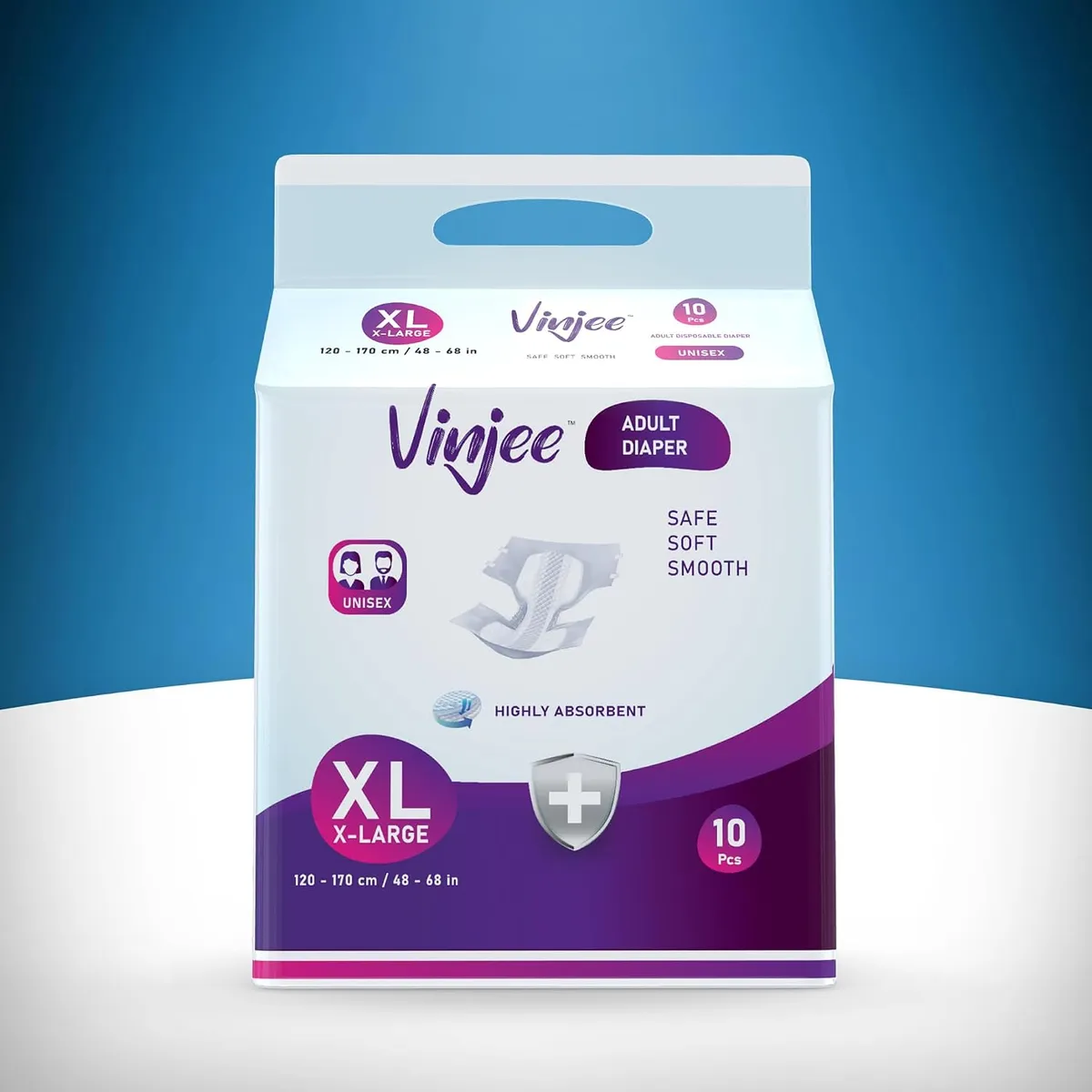 Vinjee Adult Tape Diapers All Night Protection and Highly Absorbent 10 count (pack of 5) (XL, 50)